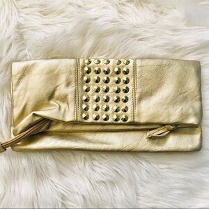 Steve Madden Metallic Gold Studded Envelope Clutch